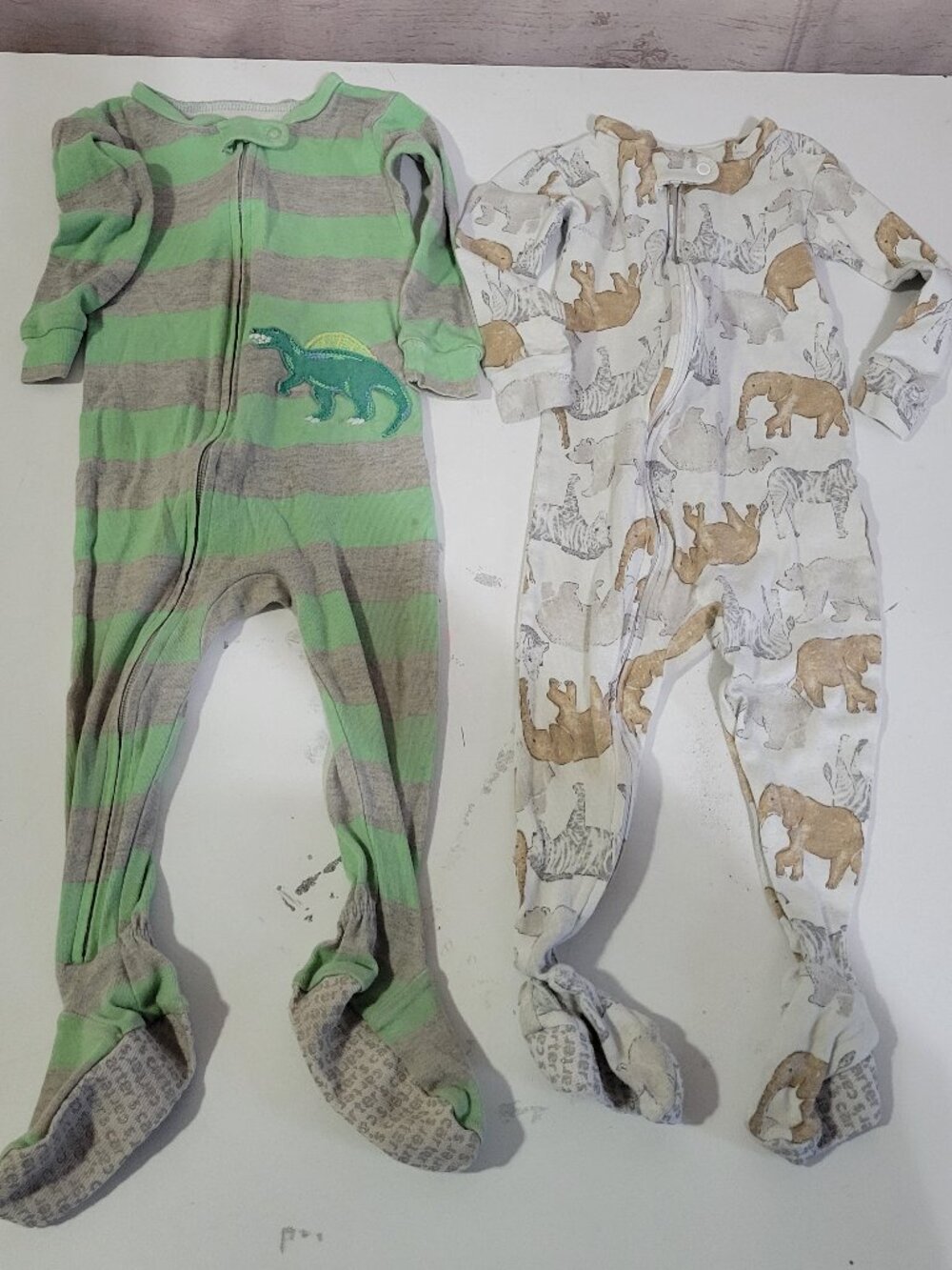 Infant Baby Boy Sleeper Lot 18 Months Toddler Zipper Footed Sleeper Cotton 2 Pcs
